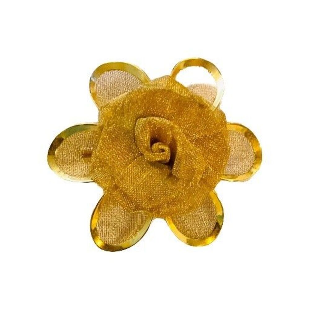 Vtg Metal Mesh Flower Gold Tone Brooch Pin 1.75" Signed AAi